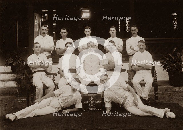 Hospital Orderlies of the 1st Royal Munster Fusiliers, Rangoon, Burma, 1913. Artist: Unknown