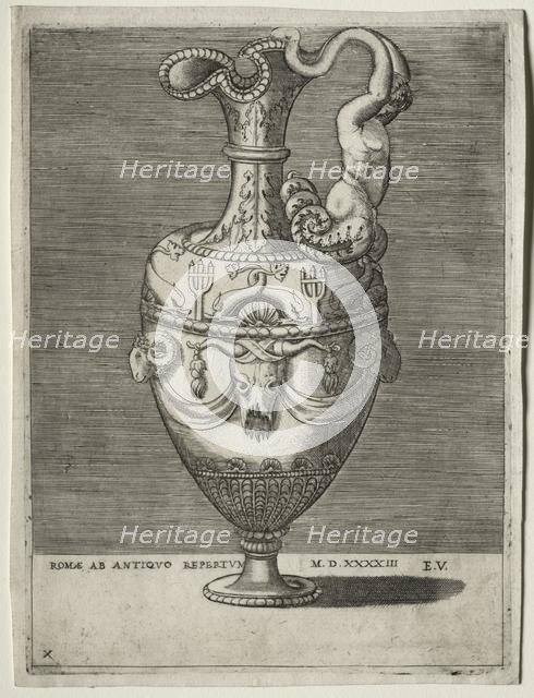 Ewer Ornamented with Dolphins, 1543. Creator: Enea Vico (Italian, 1523-1567).