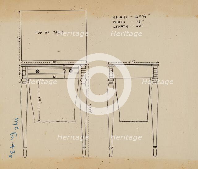 Sewing and Work Table, 1935/1942. Creator: Unknown.