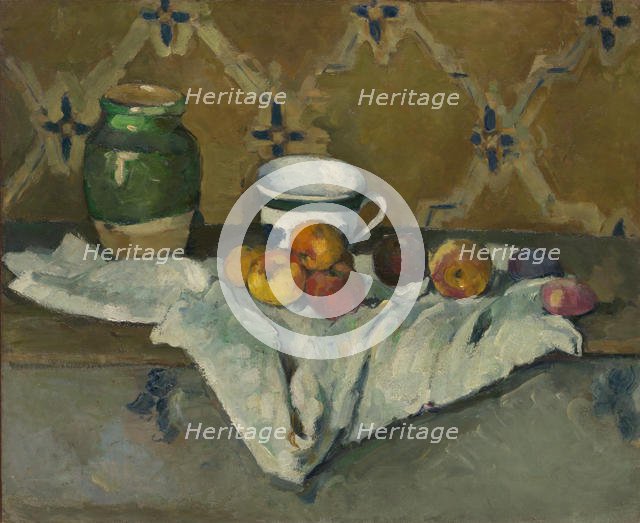 Still Life with Jar, Cup, and Apples, ca. 1877. Creator: Paul Cezanne.