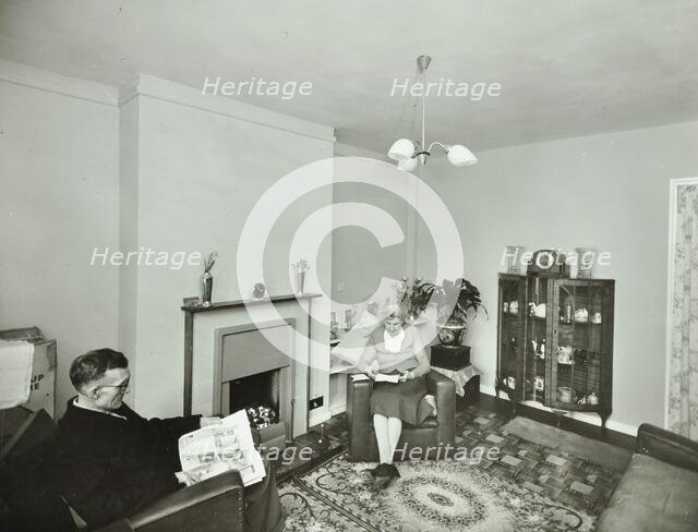 16 Candy Street, Poplar, London: elderly couple in a new flat, 1962. Creator: Unknown.