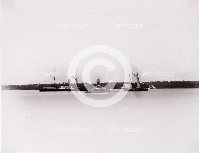 U.S. Gunboat "Saginaw" and Monitor "Onondaga", 1861-65. Creator: Unknown.