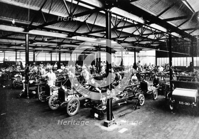 Interior of the Calcott car factory, Coventry, Warwickshire, April, 1921. Artist: Unknown