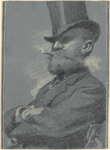 Man in Top Hat, Smoking a Cigar, late 19th century. Creator: Robert William Vonnoh.