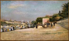 Pont des Arts and the Pont-Neuf, seen from the bank of the Pont des Saints-Peres, c1880. Creator: Edouard Cremieux.