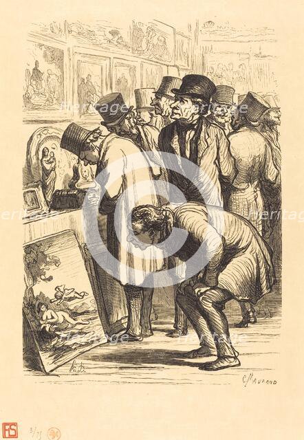 Une Salle de l'hotel Drouot un jour d'exposition, 1862. Creator: Charles Maurand.