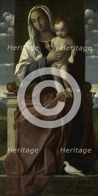 Virgin and Child Enthroned, 1516. Creator: Girolamo da Santacroce.