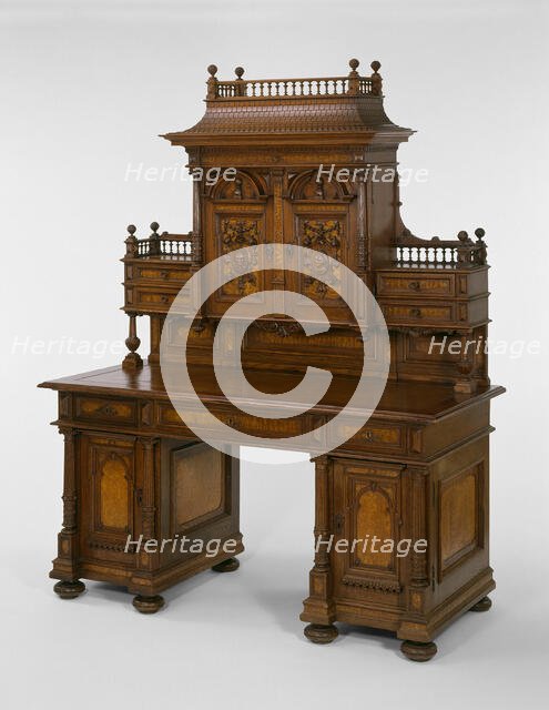 Desk and Bookcase, 1893. Creator: Ladislaus Zdzieblowski.