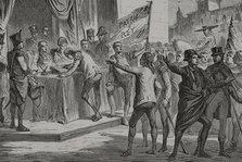 Espartero enlisting as a volunteer in 1808 to serve the nation at the outbreak of the Peninsular War Creator: Benigno Moracho.