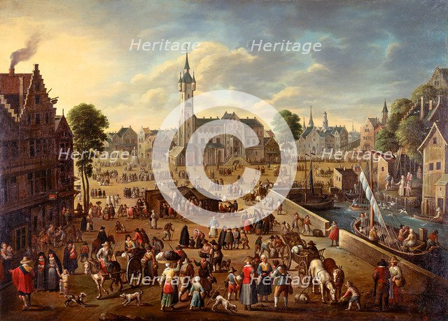 City view of the Main Square in Lier, ca 1620-1625. Artist: Flemish master  