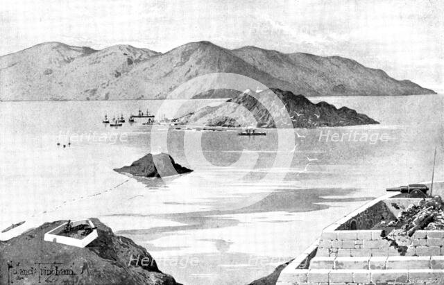The War in Eastern Asia: the Harbour of Wei-Hai-Wei - coast line...about five miles in length, 1895. Creator: George Meisenbach.