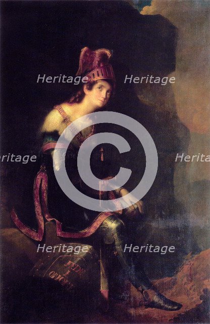 Portrait of Princess Zinaida Alexandrovna Volkonskaya (1792-1862) in the Habit of Tancred. Artist: Bruni, Fyodor Antonovich (1800-1875)