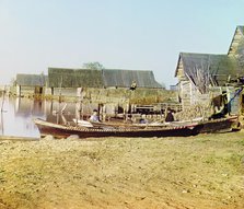 Embankment of Lake Seliger: "Fishing settlements on Lake Seliger", 1910. Creator: Sergey Mikhaylovich Prokudin-Gorsky.