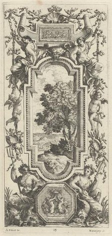 Ornamental Panel Surmounted by a Maritime Scene and a Shell, 1647. Creator: Michel Dorigny.