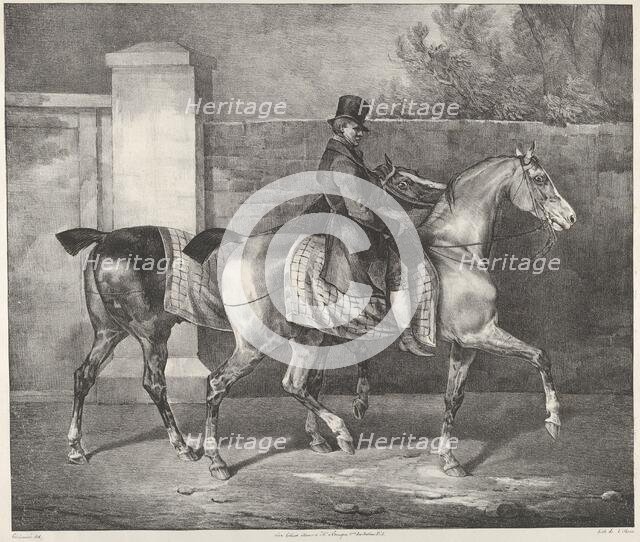Two Horses Exercised by a Jockey, 1822. Creator: Theodore Gericault.