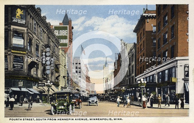 Fourth Street, Minneapolis, Minnesota, USA, 1915. Artist: Unknown