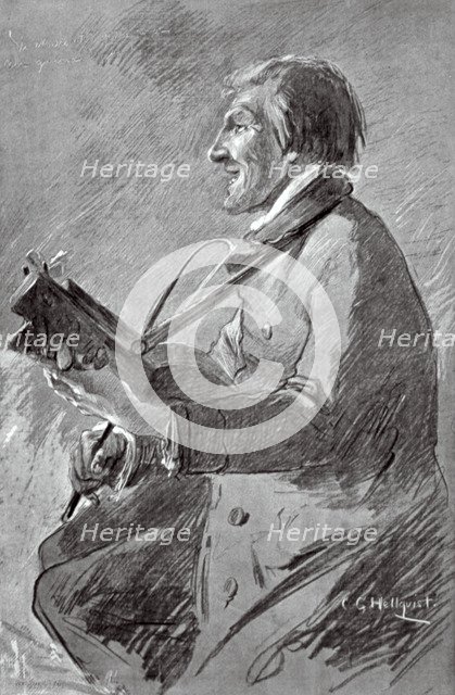 A man playing the keyed fiddle, c1870-c1890. Artist: Carl Gustaf Hellqvist