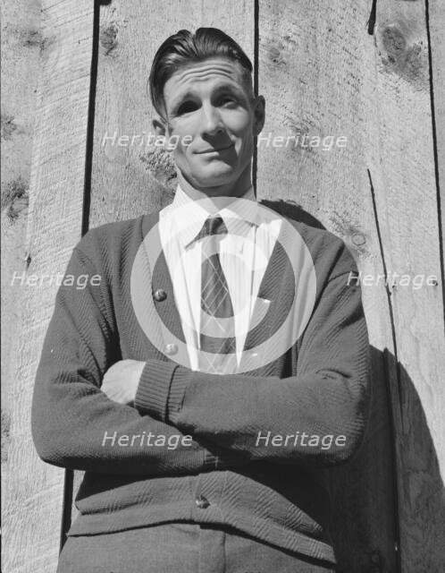 Charlie Carlock, aged thirty-six, the spokesman for the group..., Gem County, Idaho, 1939. Creator: Dorothea Lange.
