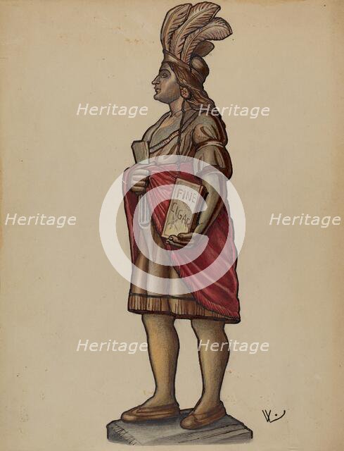 Cigar Store Indian, c. 1936. Creator: Bernard Westmacott.