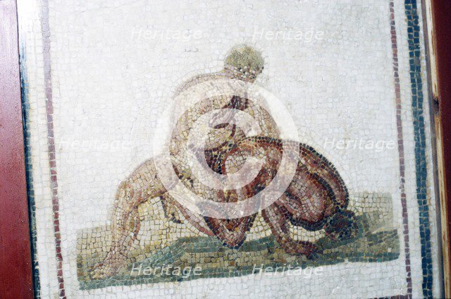 Roman Mosaic Wrestlers, c2nd-3rd century.  Artist: Unknown.