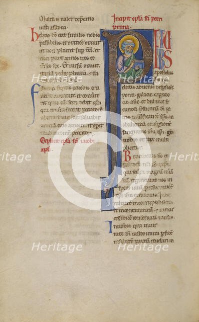 Initial P: Saint Peter with a Book; New Testament, late 12th century. Creator: Unknown.