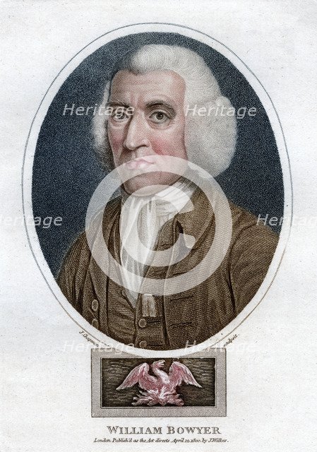 William Bowyer, 18th century English printer and literary editor, (1800).Artist: J Chapman