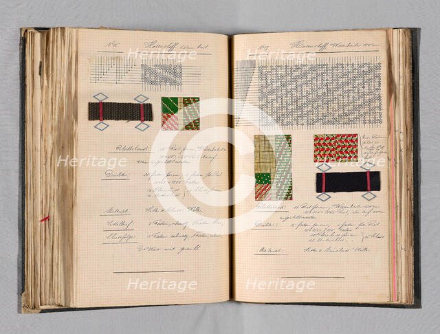 Student Notebook Containing Notes, Diagrams and Swatches, Germany, c. 1898-1900. Creator: Alfred Fehr.