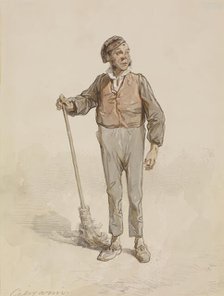 Man with Broom, 1855-1857. Creator: Paul Gavarni.