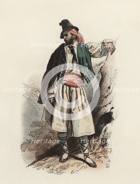 Man from Valencia, color engraving 1870.