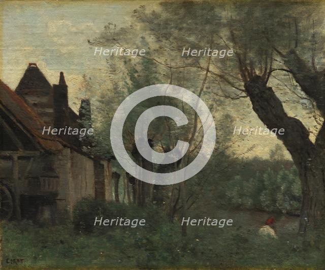 Willows and Farmhouse at Sainte-Catherine-lès-Arras, 1871. Creator: Jean Baptiste Camille Corot (French, 1796-1875).
