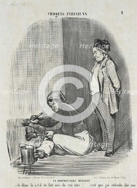 Un Propriétaire méfiant, 1853. Creator: Honore Daumier.