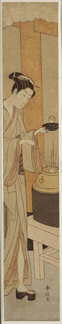 The Waitress Osen of the Kagiya Teahouse, c. 1769/70. Creator: Suzuki Harunobu.