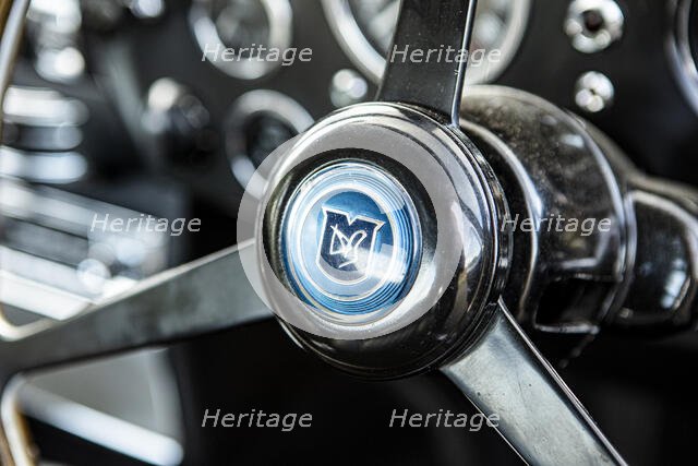 Steering wheel boss of a 1965 Aston Martin DB5. Creator: Unknown.