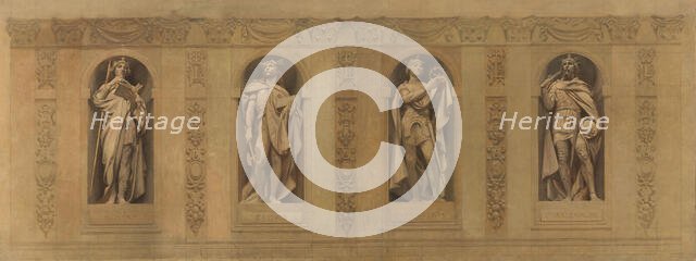 Esquisse pour l'église Saint-Paul-Saint-Louis : Robert le Pieux. Clovis. Saint Louis..., c.1873-1875 Creator: Joseph Blanc.