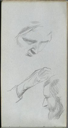 Sketchbook, page 70: Study of Two Faces and a Hand. Creator: Ernest Meissonier (French, 1815-1891).