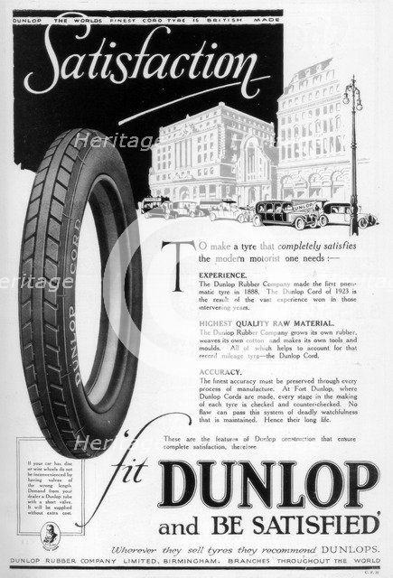 Dunlop advertisment, 1923. Artist: Unknown