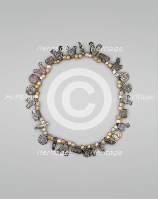 Necklace with Bird, Circle and Cylinder Beads, Iran, 11th-12th century. Creator: Unknown.