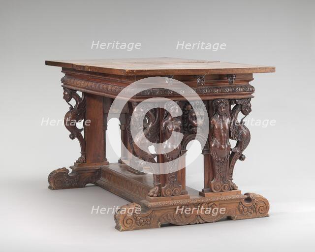 Walnut Table with Herms and Sphinxes at the Ends, second half 16th century. Creator: Unknown.