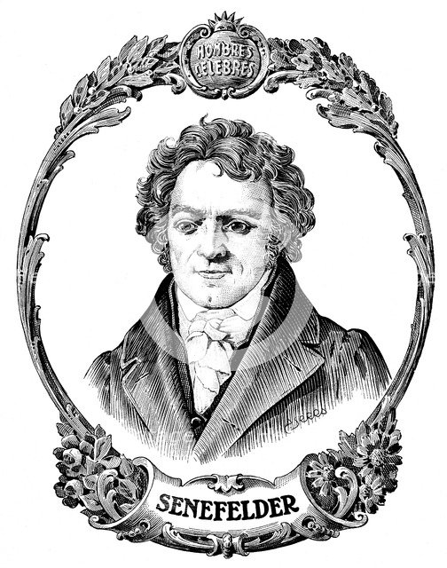 Louis Senefelder (1771-1834), inventor of lithography, born in Prague.
