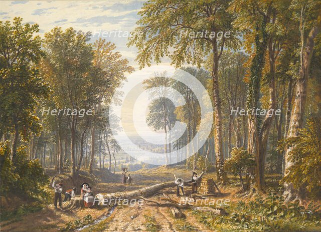 Woodcutters at Park Place, Henley, the River Thames Beyond, ca. 1826. Creator: William Havell.