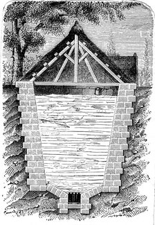 Refrigeration: sectional view of an ice house. Artist: Unknown