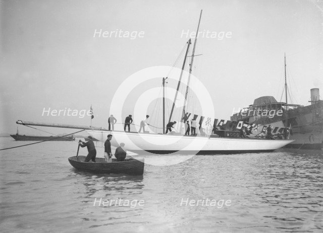 'Norada' after launching, Portsmouth Harbour, 17th June 1911.  Creator: Kirk & Sons of Cowes.