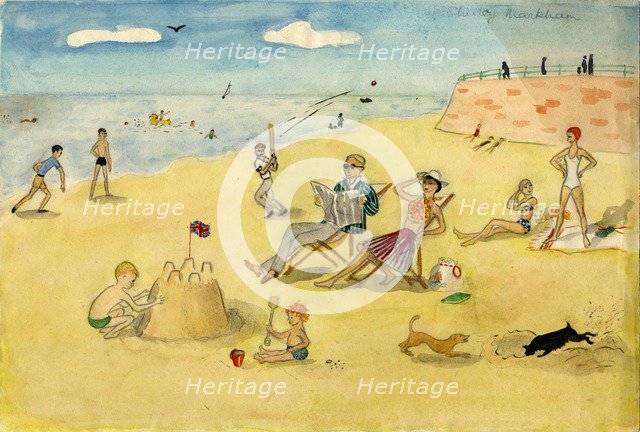 Beach scene, c1946. Creator: Shirley Markham.