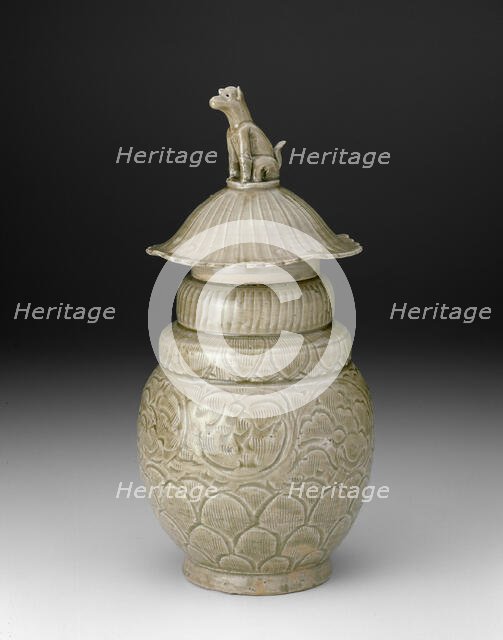 Covered Jar with a Seated Dog, Northern Song dynasty (960-1127), late 10th/early 11th century. Creator: Unknown.