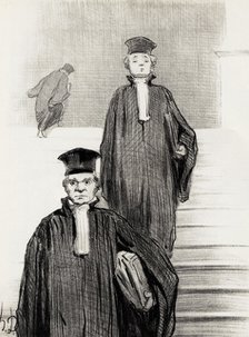 Main Stair case of the Palace of Justice, 1848.  Creator: Daumier, Honoré (1808-1879).