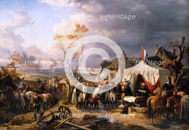 General De la Morlière Receiving The Surrender Of Antwerp 29th November 1792. Artist: Philippoteaux, Henri Félix Emmanuel (1815-1884)