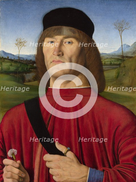 A Man with a Pink, c. 1495. Artist: Solari (Solario), Andrea (1470-1524)