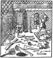 Smelting of ores (gold, silver, copper and lead), 1556. Artist: Unknown