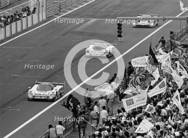 Jaguars taking the first two places at the Le Mans 24 Hours, France, 1990. Artist: Unknown