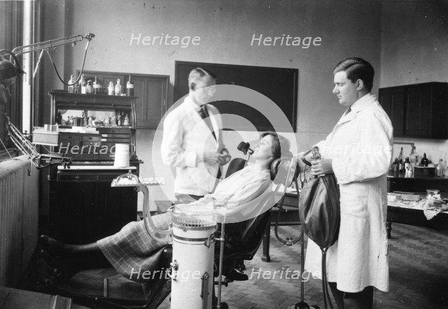 The Rowntree staff dentist at work, Rowntree Factory, York, Yorkshire,1920. Artist: Unknown